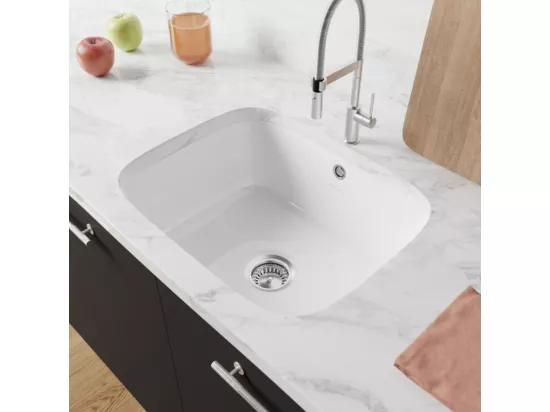 Evier 1 bac VILLEROY ET BOCH Cisterna 60C Blanc CeramicPlus avec vidage manuel