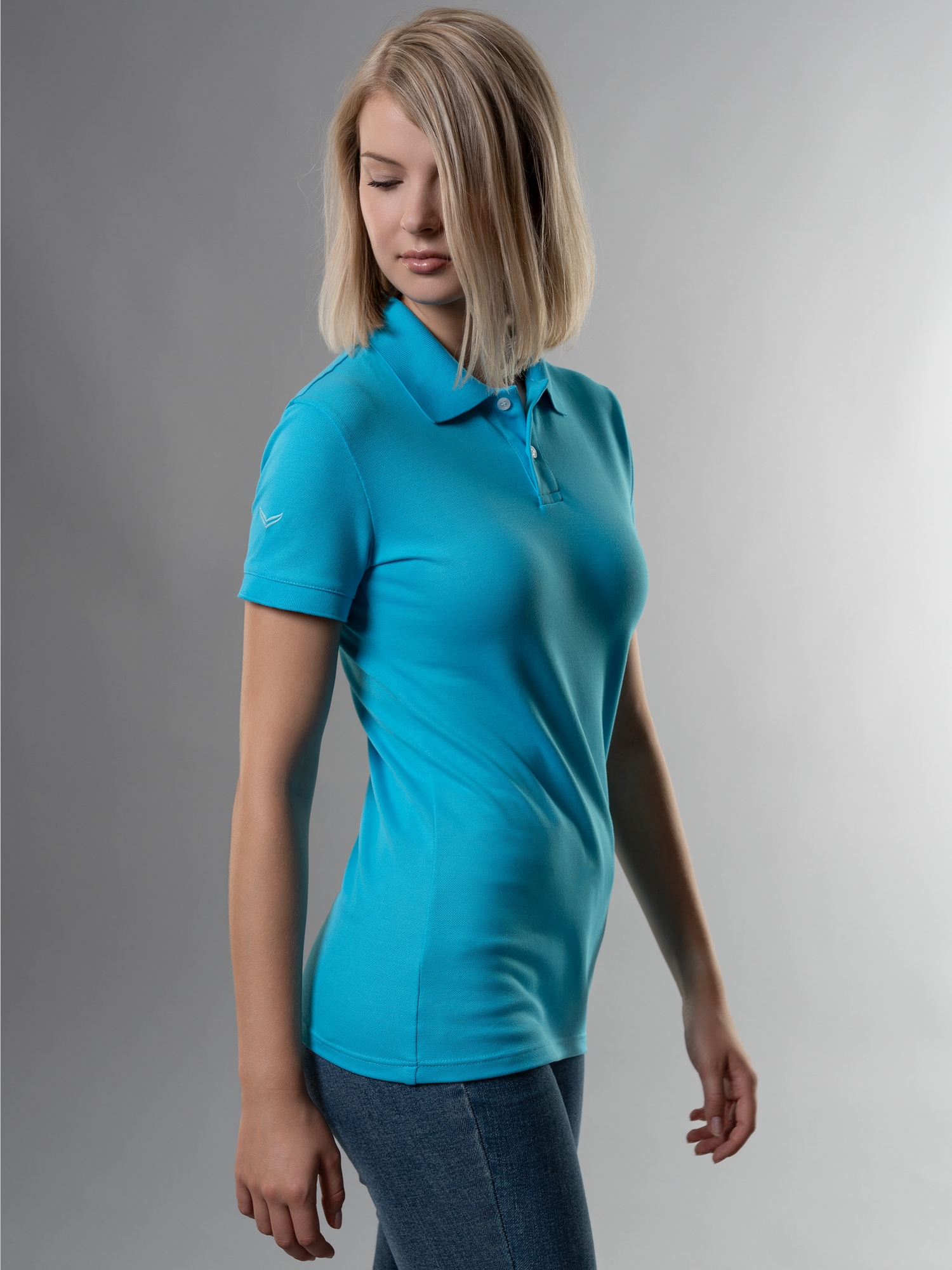 Poloshirt aus elast. Piqué Azur