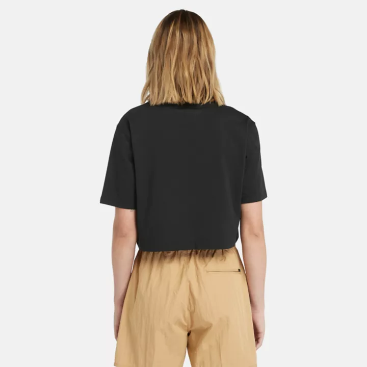 T-shirt court pour femme en noir