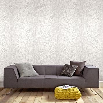 Vliesbehang Luipaard wit-zilver 32-624