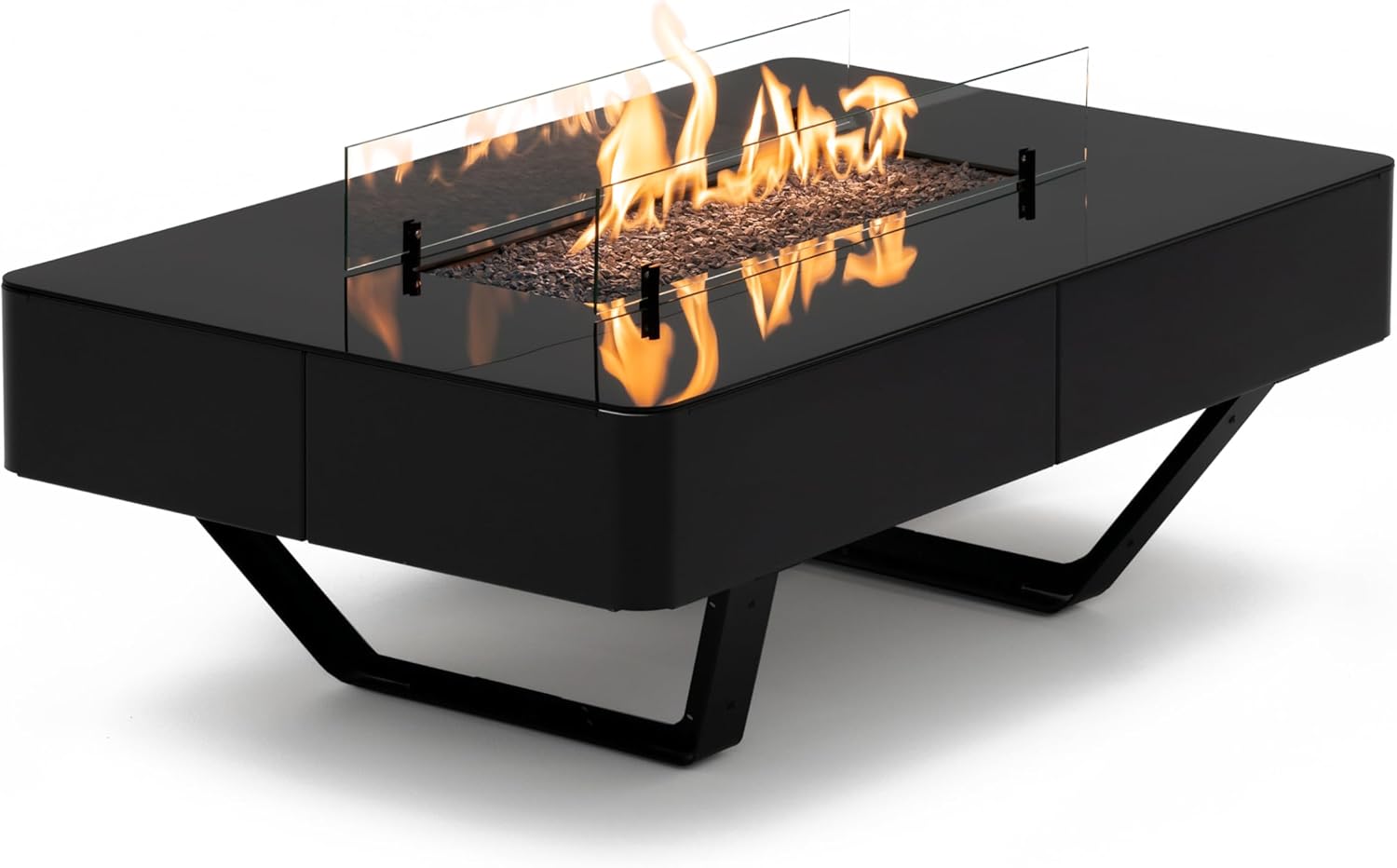 PLANIKA Rio Table - Kaffeetisch mit LPG - Feuerstelle, schwarz, tragbar, für den Garten und die Terrasse