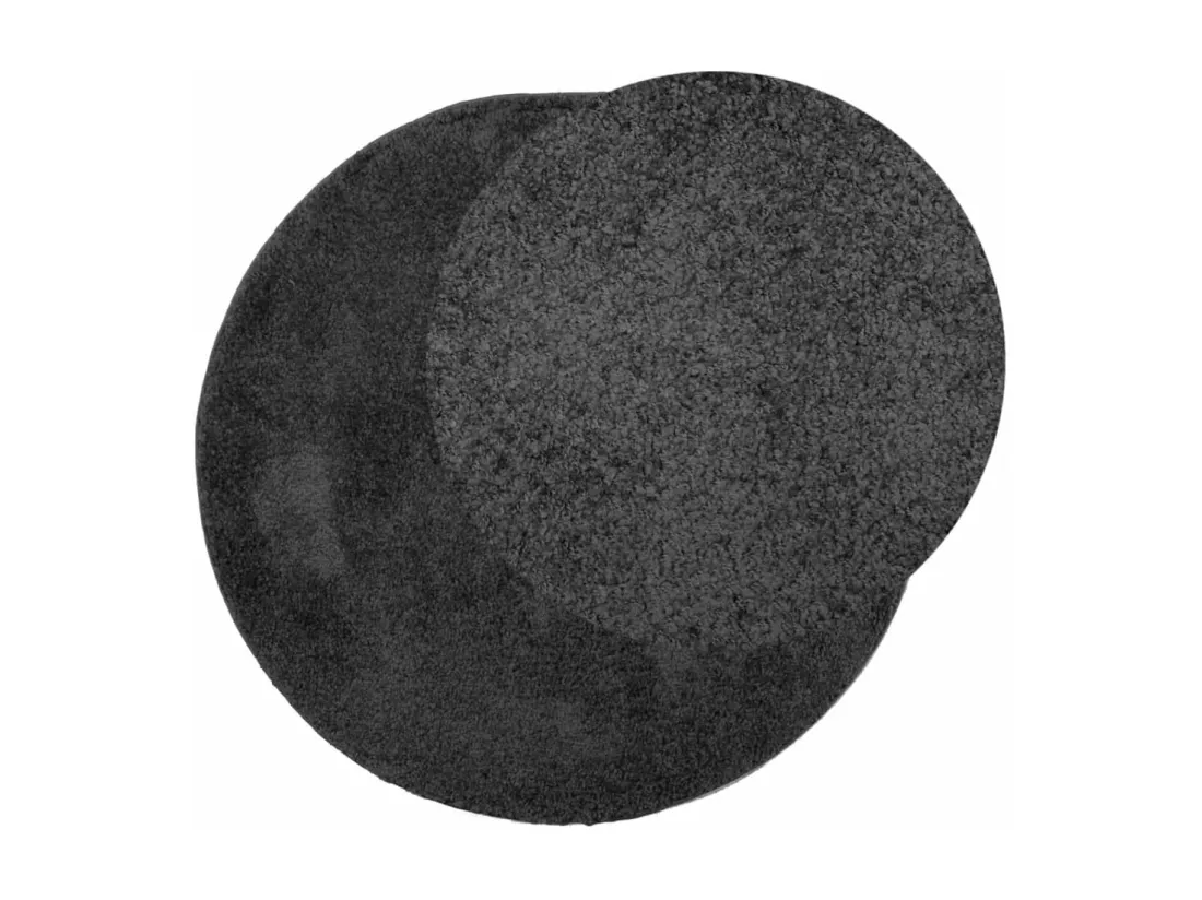 Tapis shaggy à poils longs moderne anthracite ø 80 cm