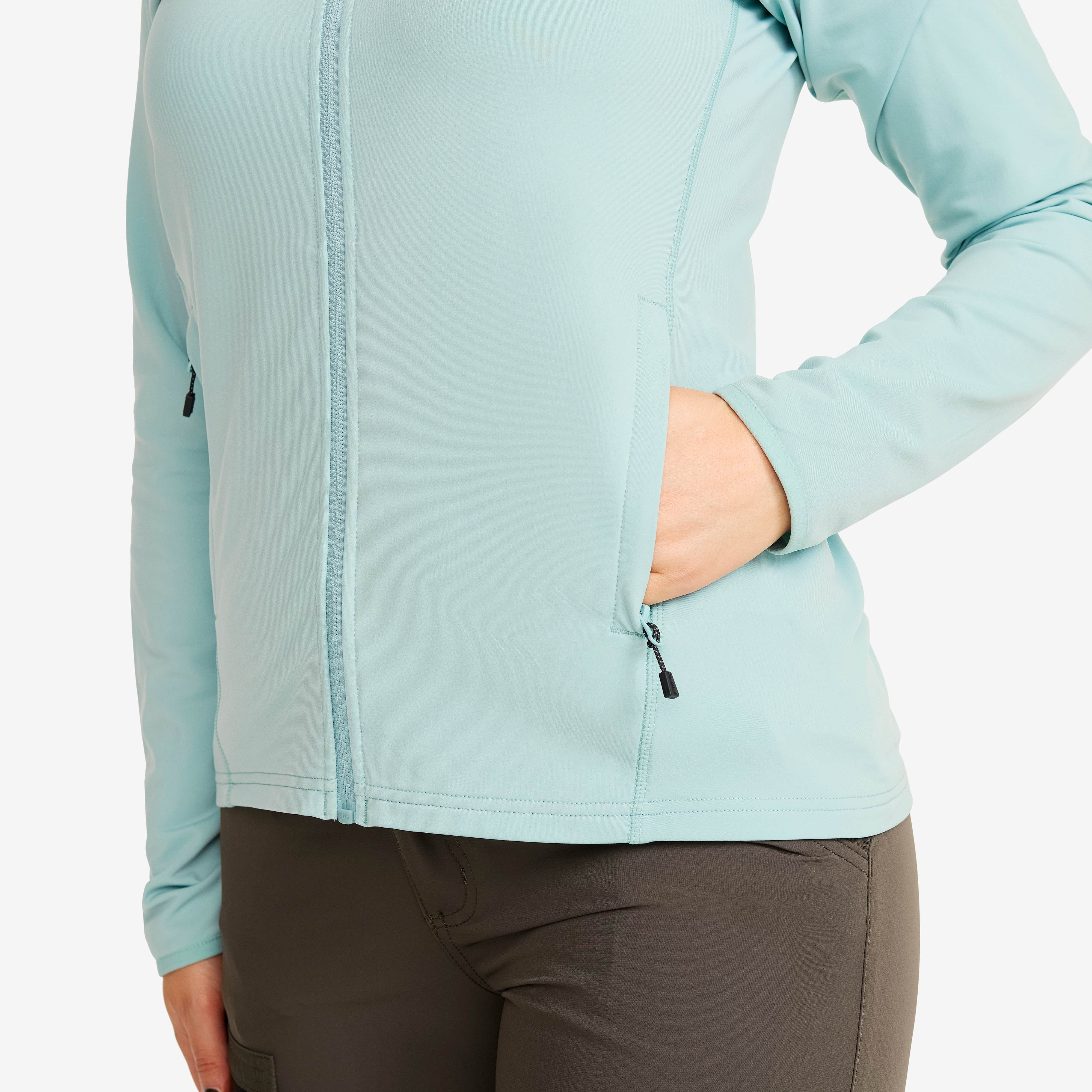Evolution Light Stretch Fleece Hoodie Dame Gray Mist