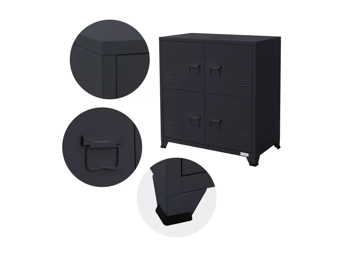 Lot de 4 armoires de bureau classement avec étagères anthracite 75x40x80,5 cm