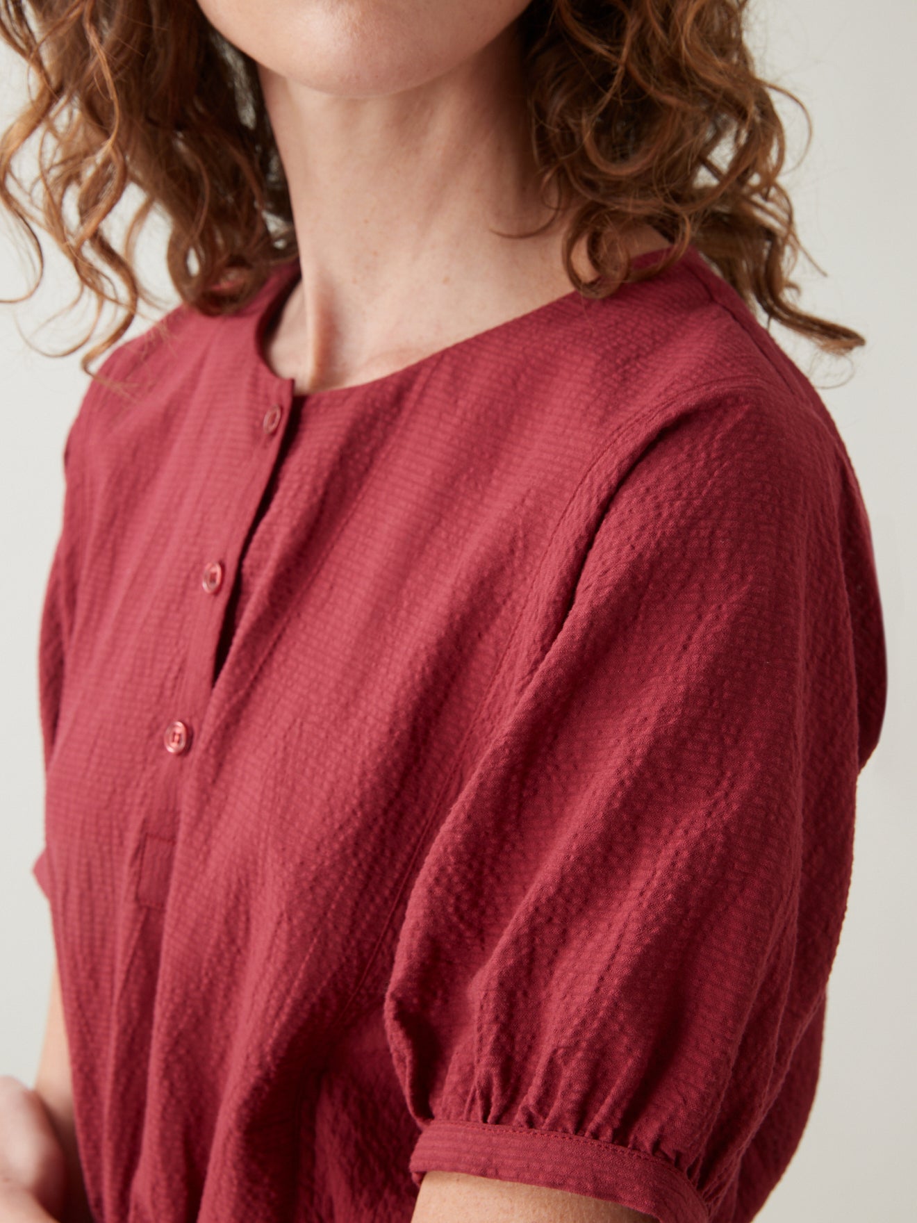 Robe mi-longues seersucker uni femme