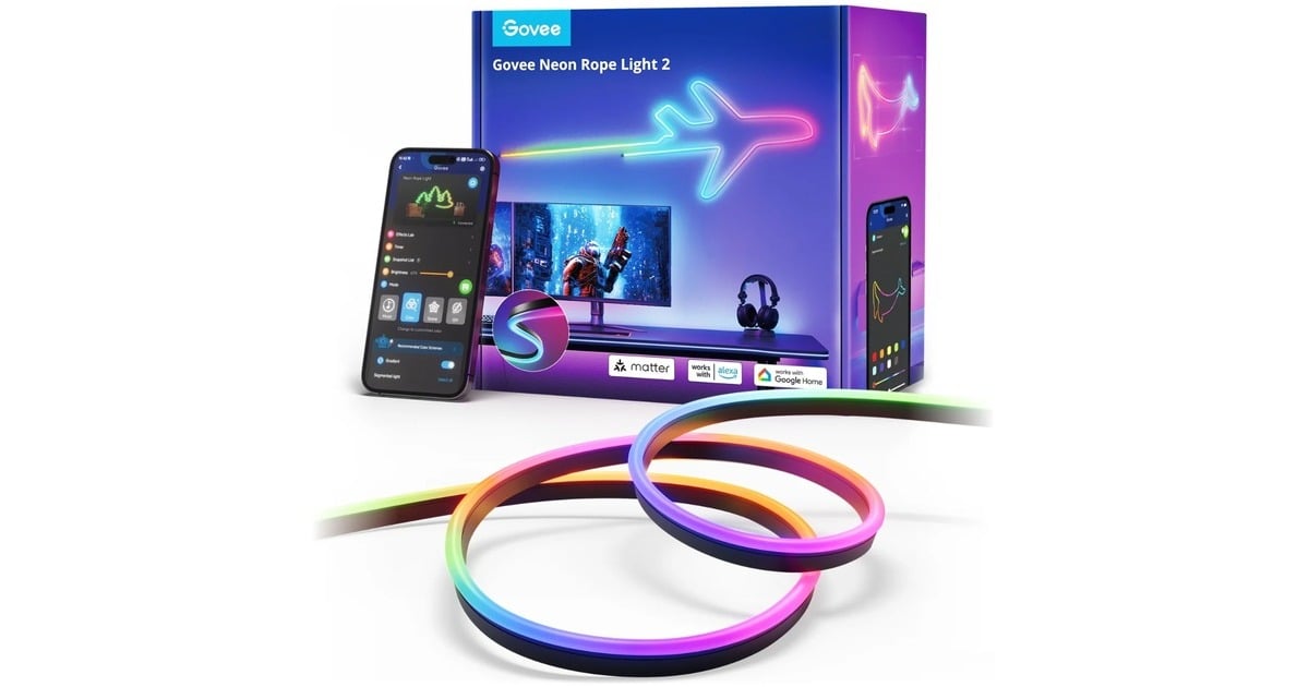 GoveeNeon Rope Light 2 ledstrip  (Zwart, 4 meter, 2,4GHz wifi, Bluetooth)