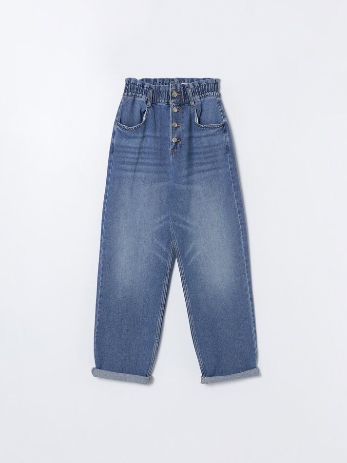 Calça jeans larga - Azul escuro