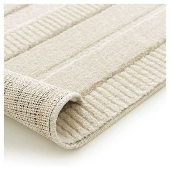 Tapis de salon courbe géométrique - agosti - écru et beige naturel - 120 x 170 cm