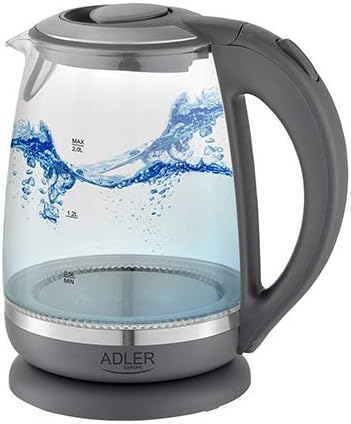 bouilloire électrique de 2L 2200W transparent gris noir Adler