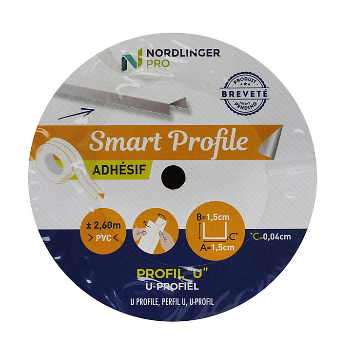 Adhésif Smart Profile profilé U blanc Nordlinger Pro 2.60m 2 x 1 x 1 cm