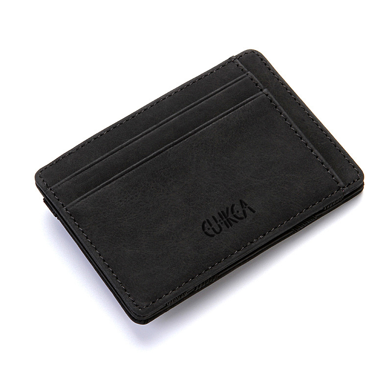 Mini Kreditkarten Leder Etui Magic Wallet Geldbörse mit 7 Fächern   Münzfach - Schwarz