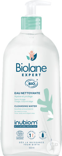 Biolane Expert Eau Nettoyante Bio Visage Corps Et Siège Toutes Peaux Flacon-Pompe 500ml