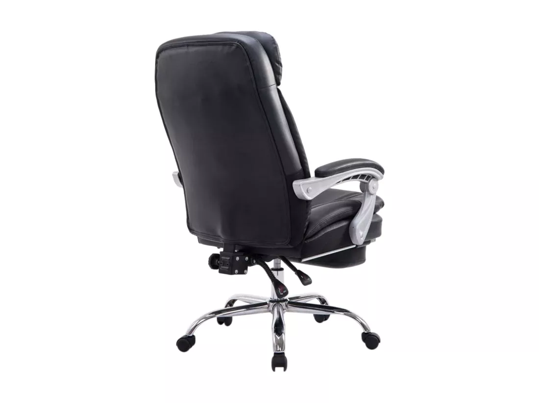 Chaise de bureau - Similicuir & Métal chromé - Noir - XL Troy