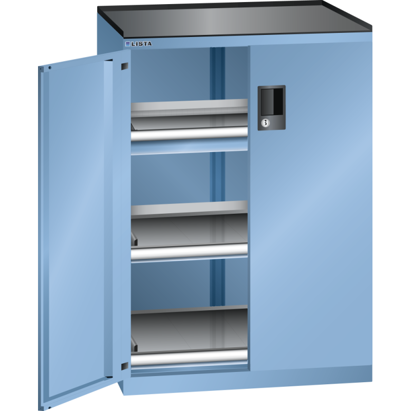 Armoire portes battantes Lista 36x27E - 3 tiroirs + 2 rayons extensibles charge 75 Kg