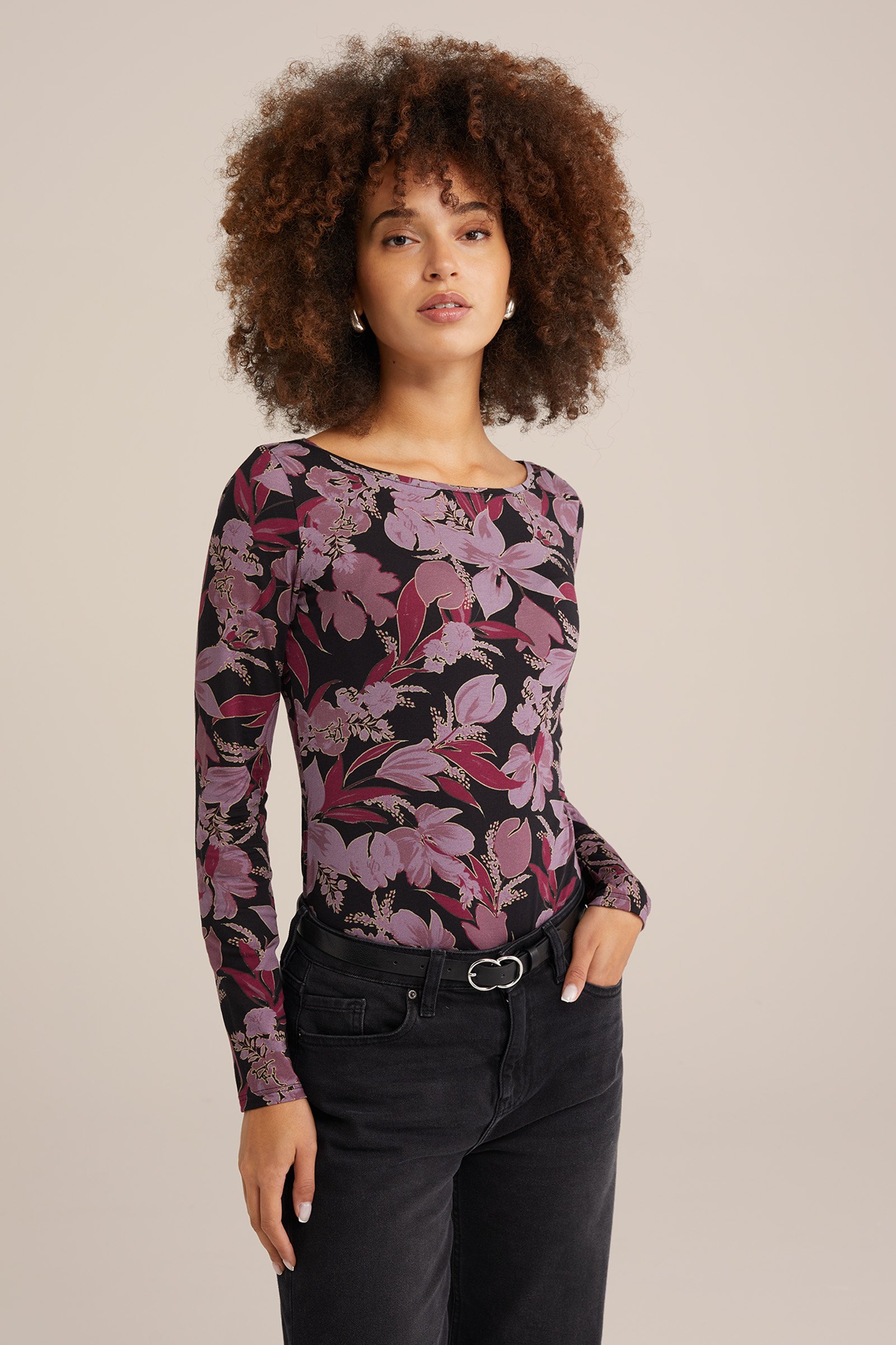 T-shirt met dessin WE Fashion Paars