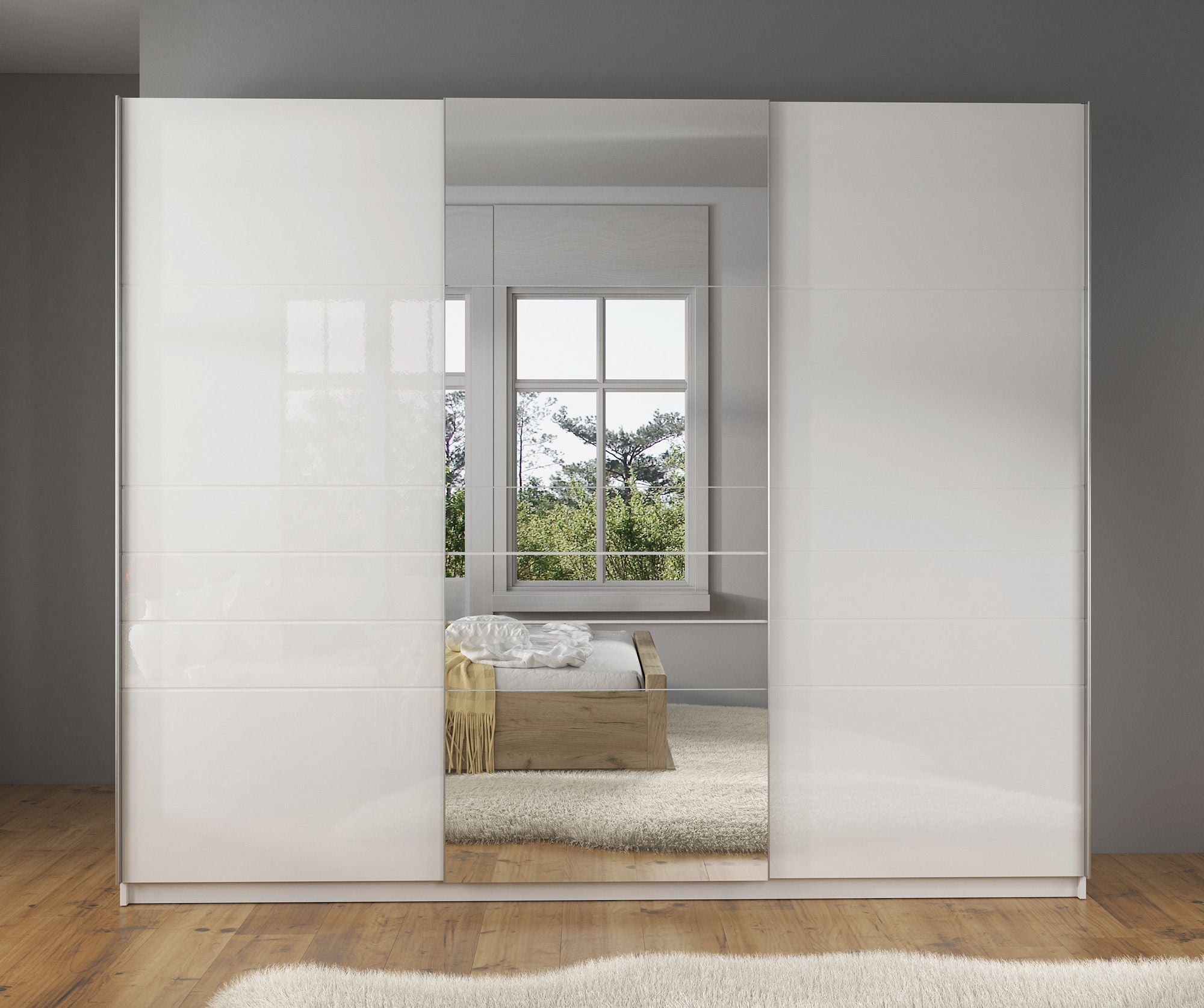 Mariah - Kledingkast met schuifdeuren - Wit - 263x66x224 cm
