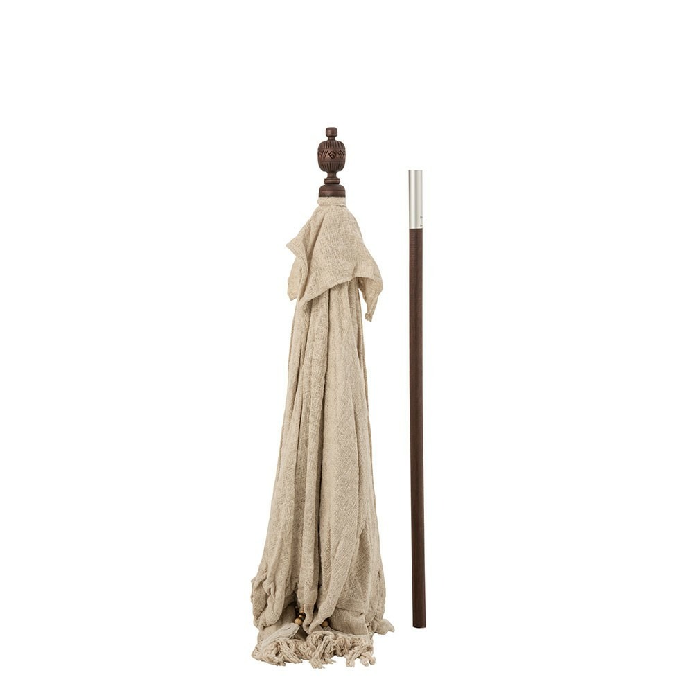 Parasol + pied floches/coquillages beige bois marron fonce l