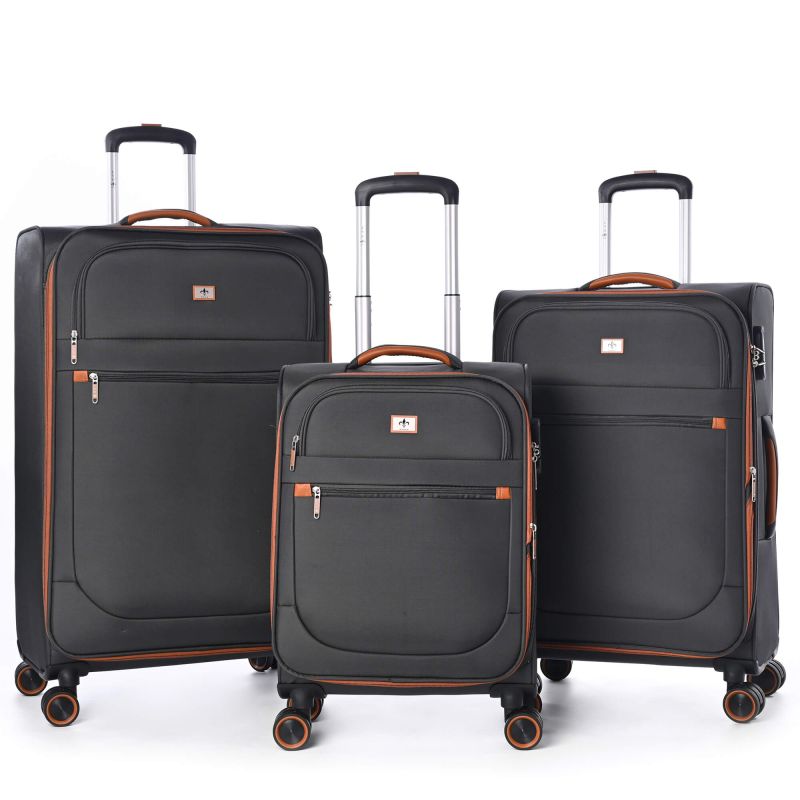 Lot de 3 valises souples 345 Extensibles 55, 67 et 79 cm Gris foncé