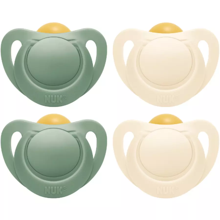 NUK Schnuller For Nature Latex 0-6 Monate grün  creme 4er-Pack