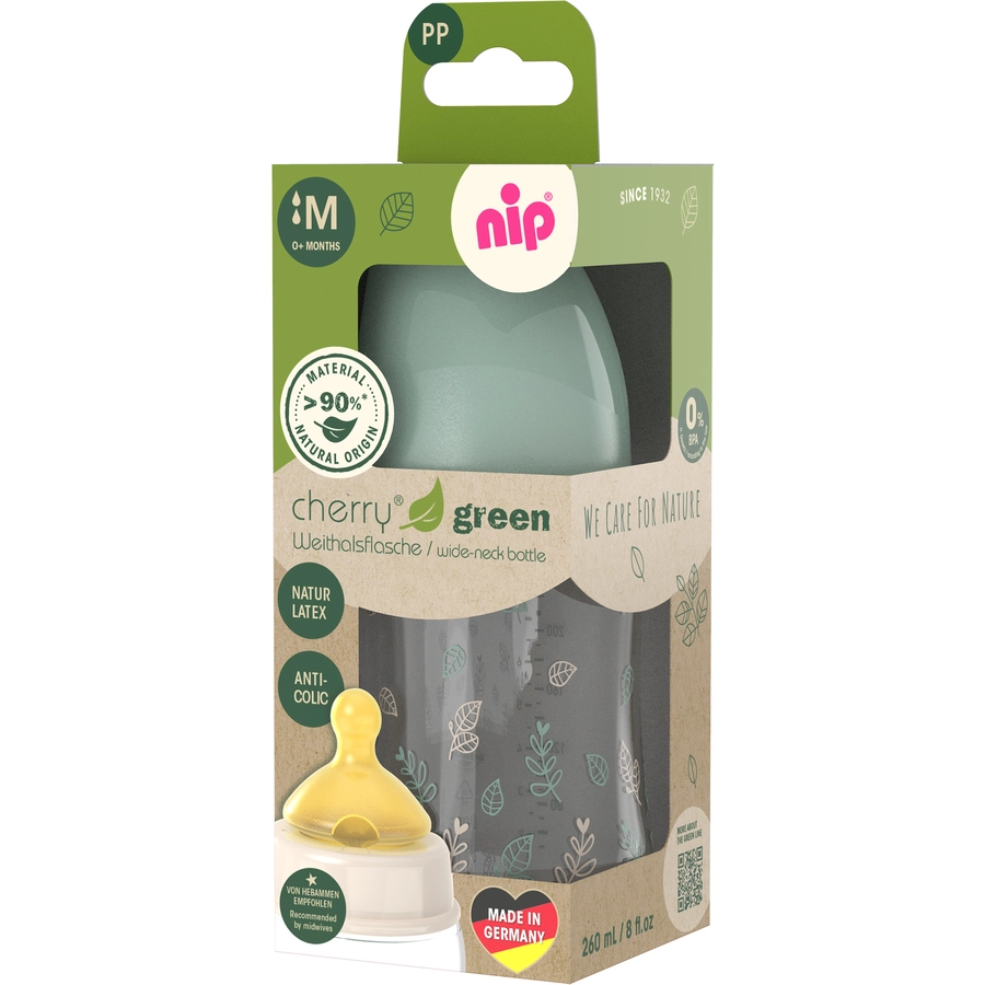 nip® Weithalsflasche Cherry Green Boy, 260ml aus PP