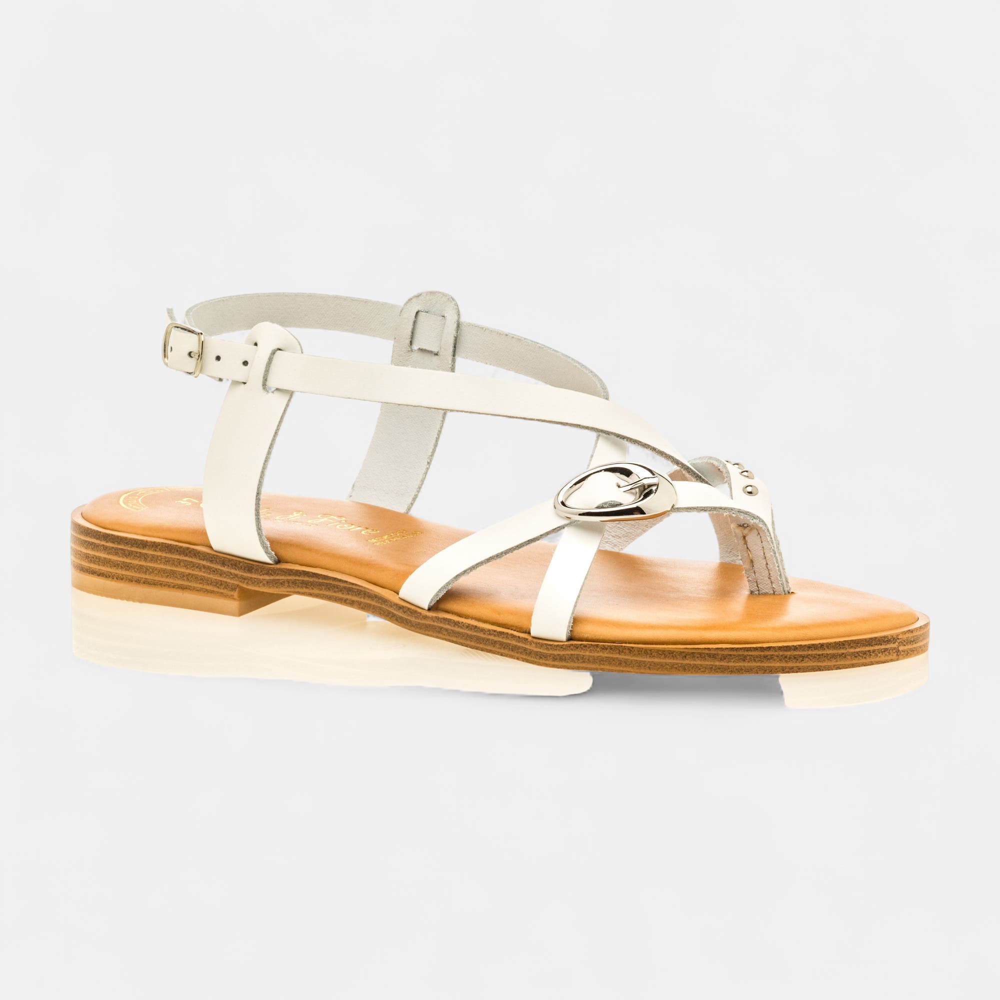 Nu-pieds Femme en cuir blanc