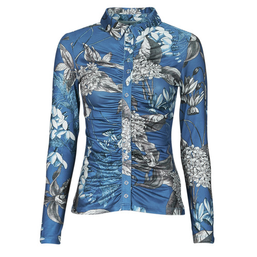 Guess - LS SHIRRED SNAP MILANA TOP Azul