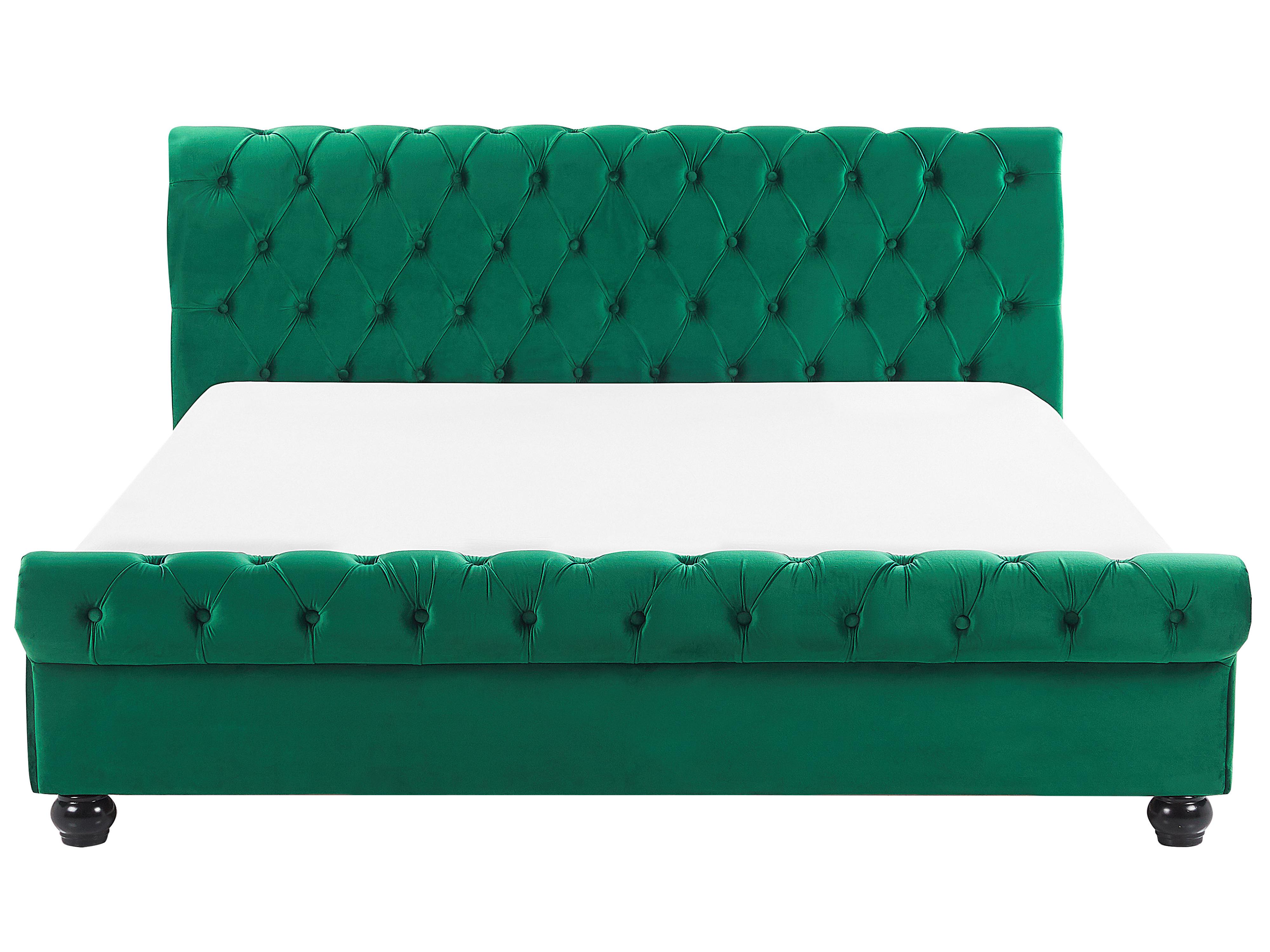 Bed Fluweel AVALLON 180 x 200 cm Smaragdgroen