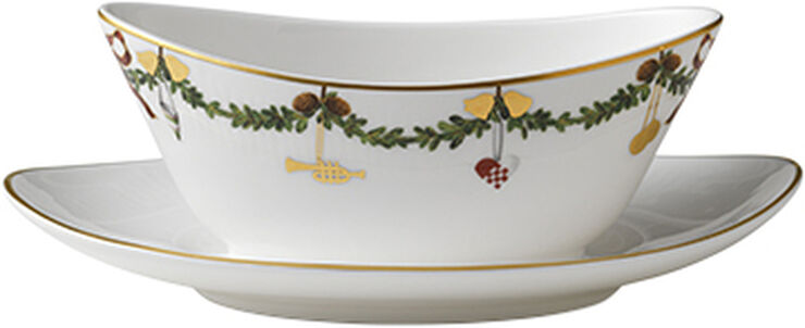 Royal Copenhagen Stjerne Riflet Jul sovseskål 43 cl. Hvid, multi