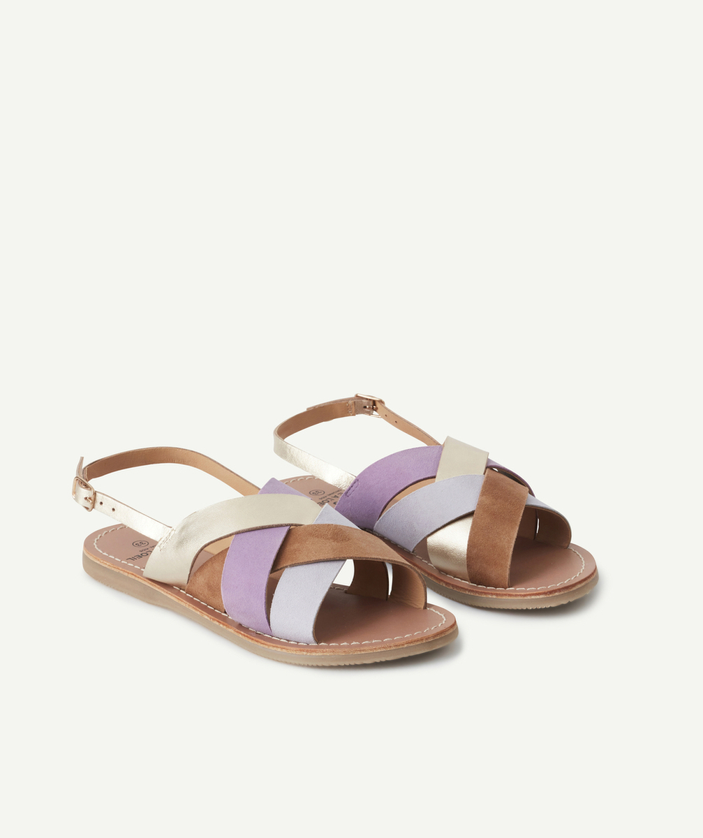 LES SANDALES EN CUIR AVEC LANIÈRES TRESSÉES COLORÉES