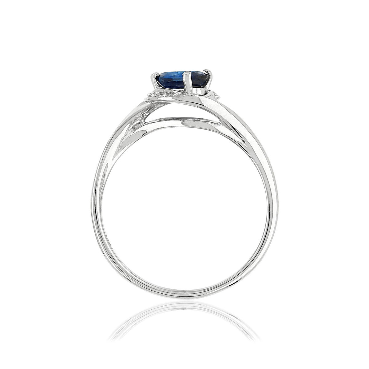 Bague or blanc 750 saphir diamants