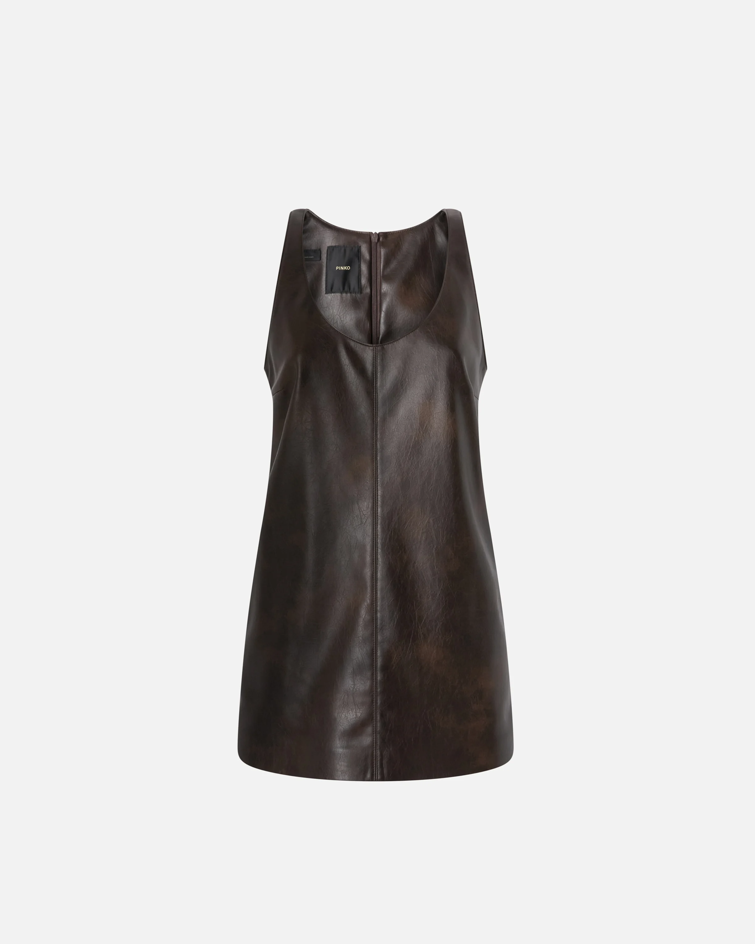 Robe tunique courte effet cuir | Marron