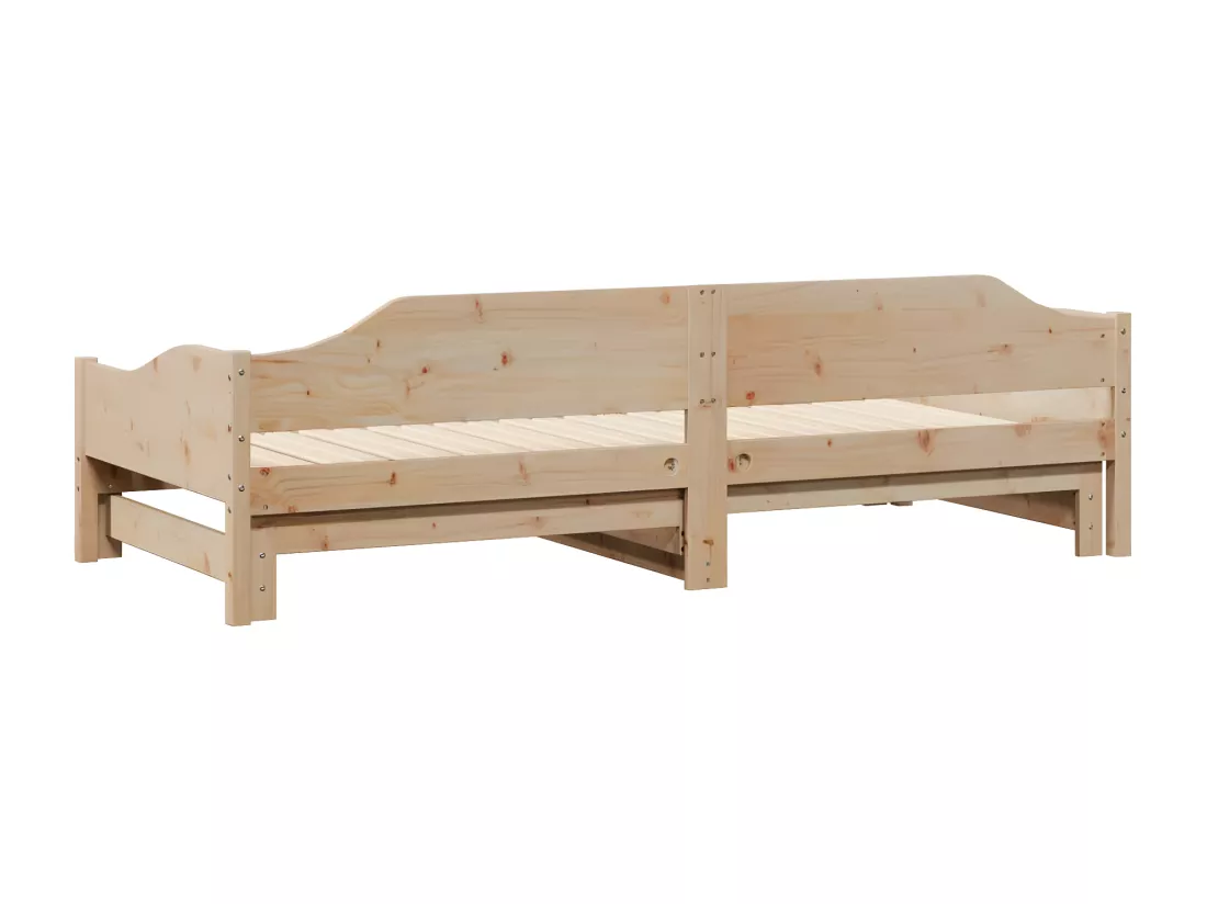 Lit de jour avec lit gigogne 90x200 cm bois de pin massif