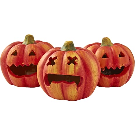 Halloween græskar med LED 7x8 cm - flere varianter - assorteret