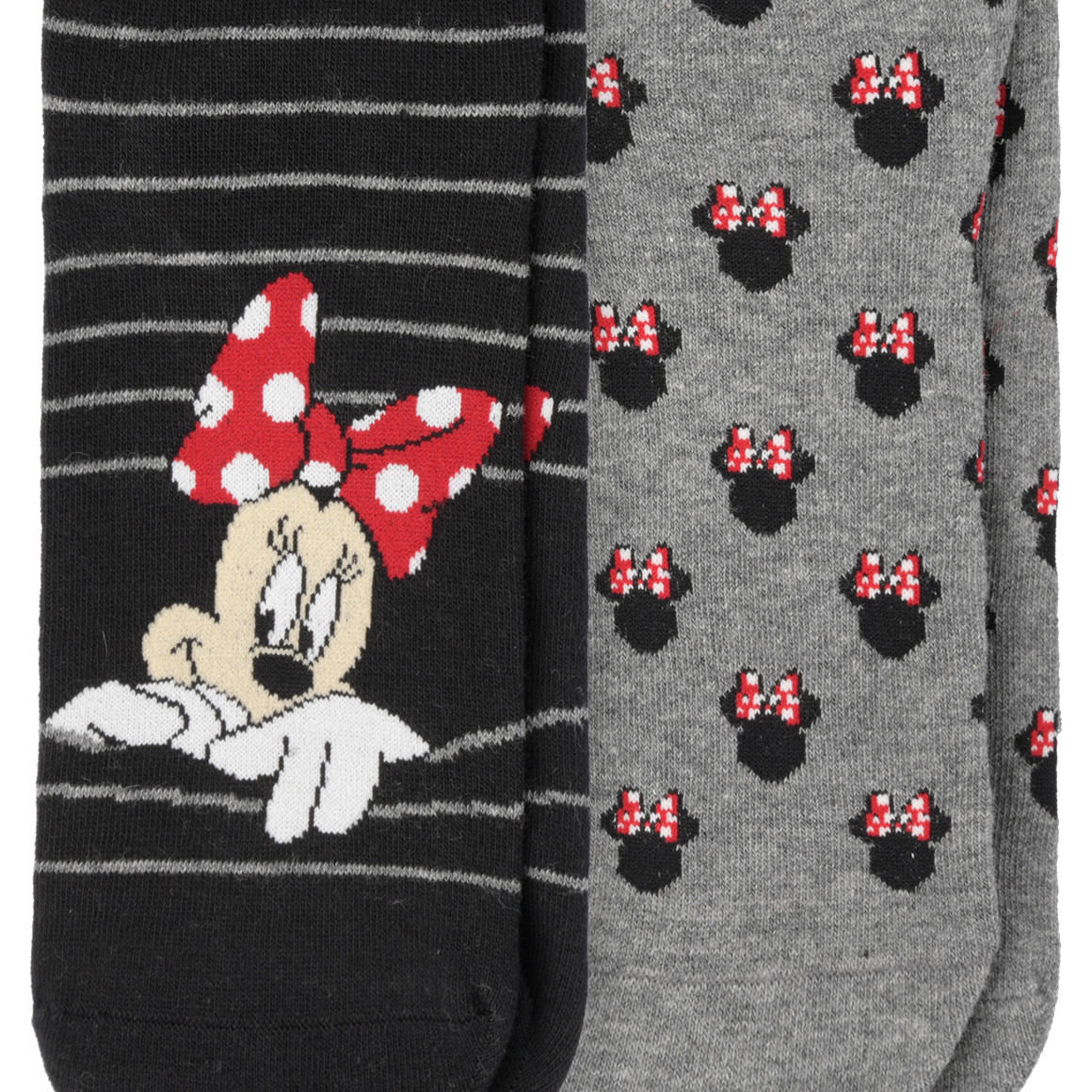 Gina Benotti 2 Paar Minnie Maus Socken im Muster-Mix schwarz / grau