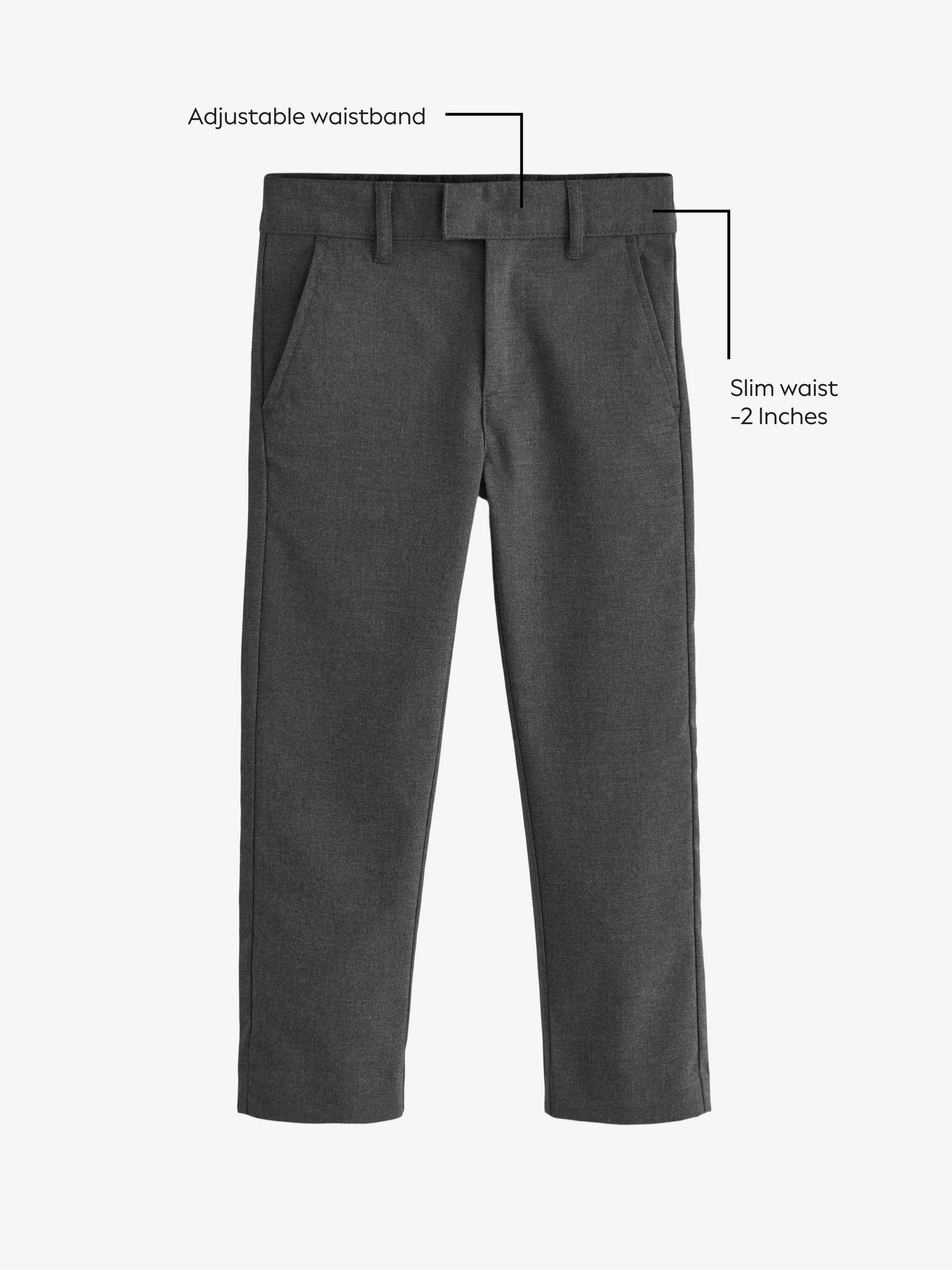 Grijs - Formele skinny schoolbroek met stretch (3-17 jr)