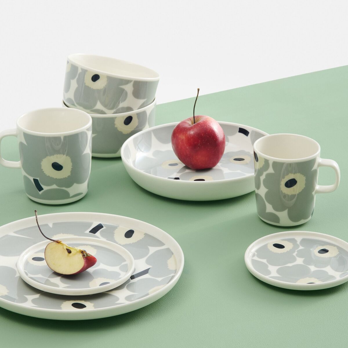 Unikko tallerken 13,5 cm, hvit/grå/sand/blå