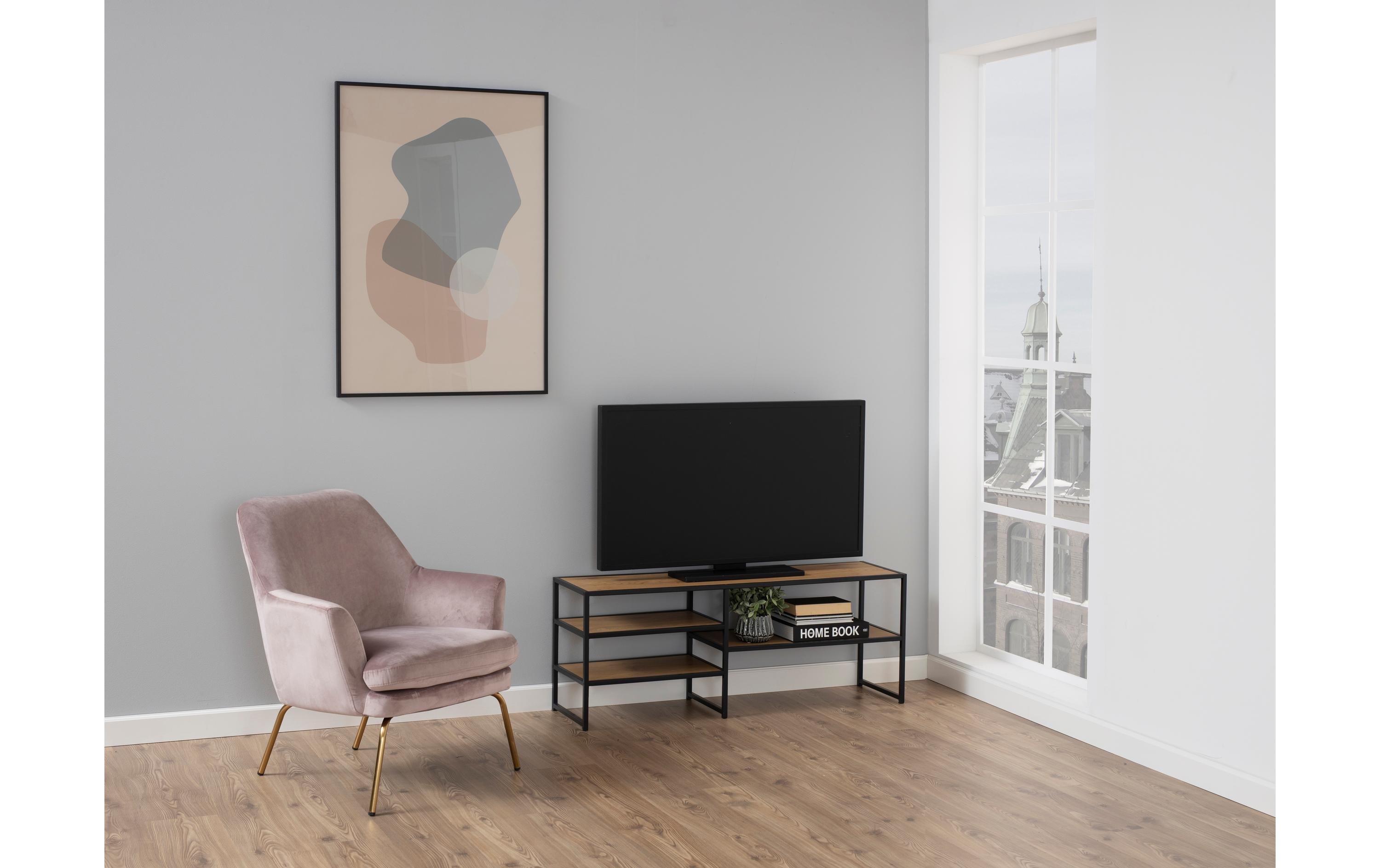 TV-Möbel Seaford 120 x 33 x 46 cm, Nature/Schwarz<br>TV-Kommode