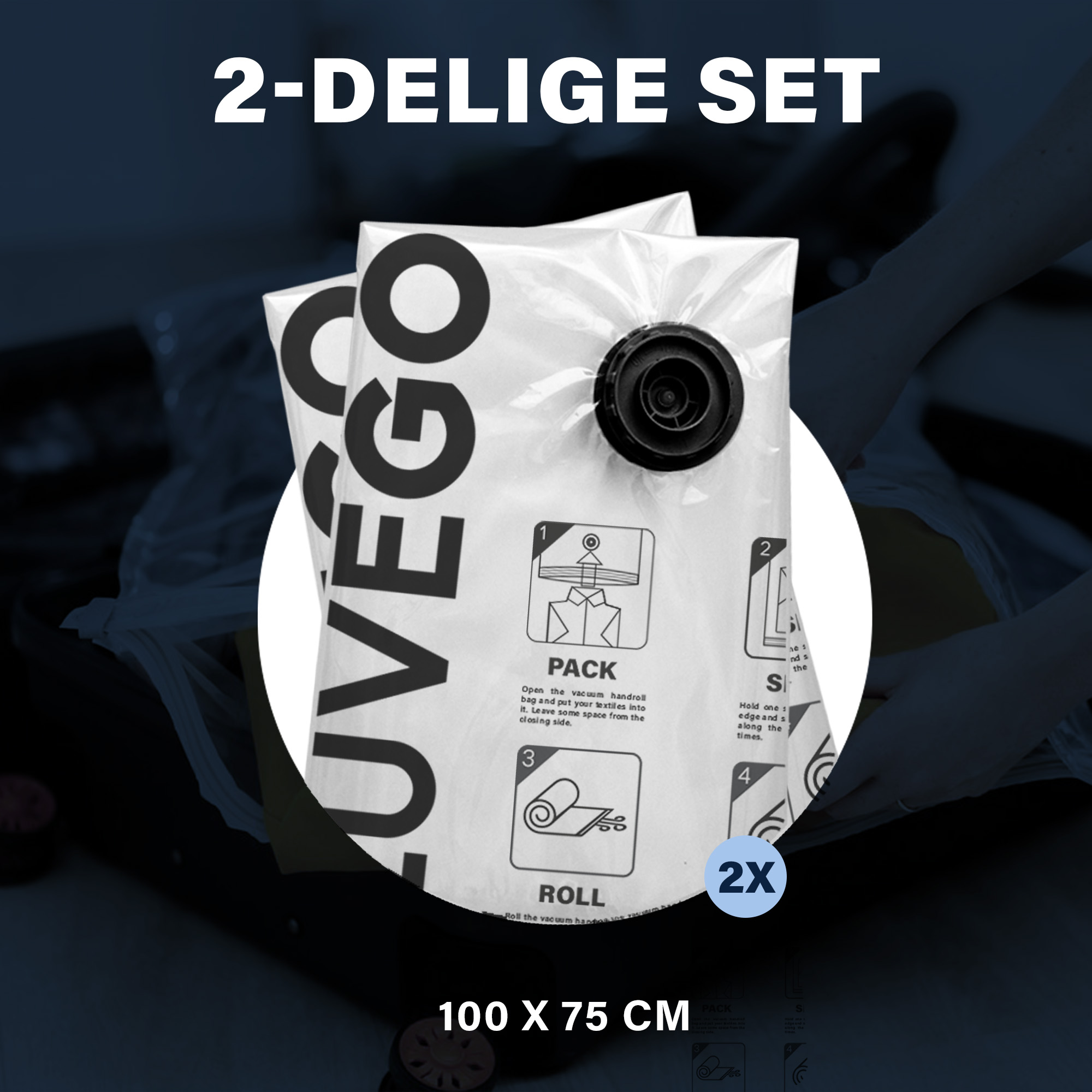 Luvego 100 x 75 set van 2 vacuümzakken
