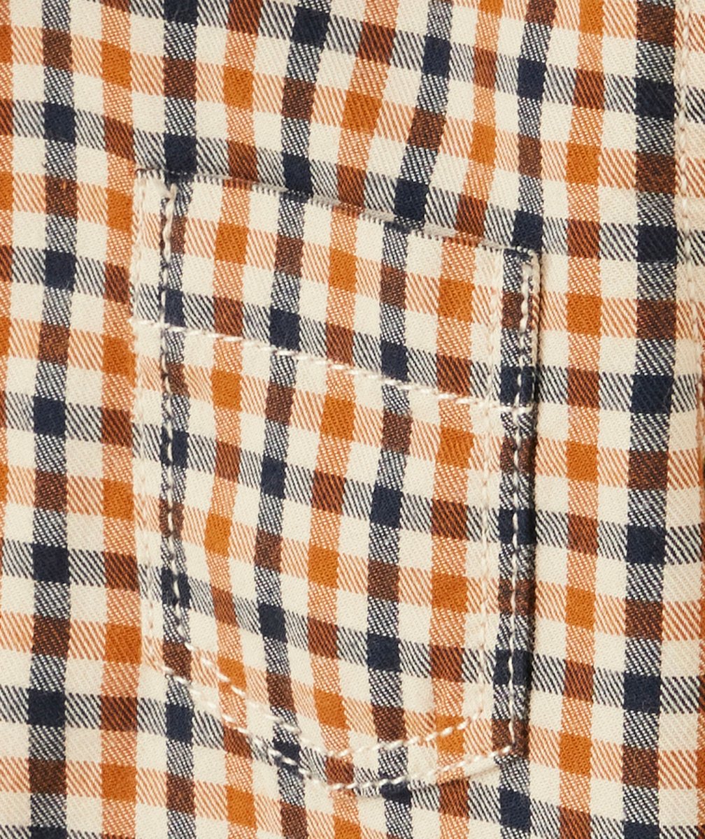 CHEMISE BÉBÉ GARÇON À CARREAUX BLEU ET CAMEL
