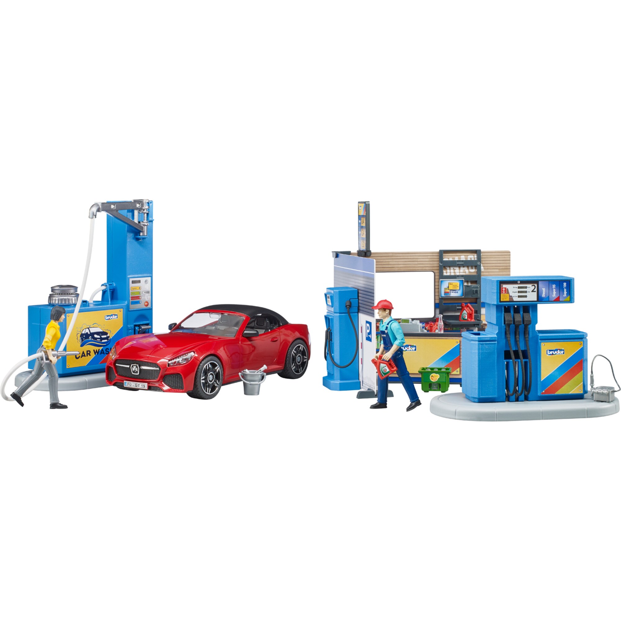 bruder Spielfigur bworld Tankstelle mit Waschplatz