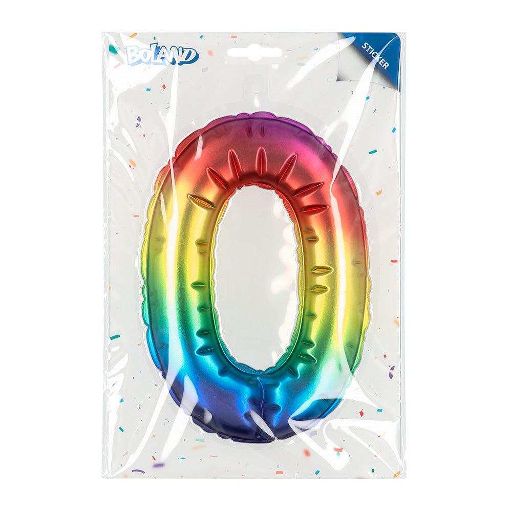 Regenboog 0 Jaar Stickers Folieballon 20cm