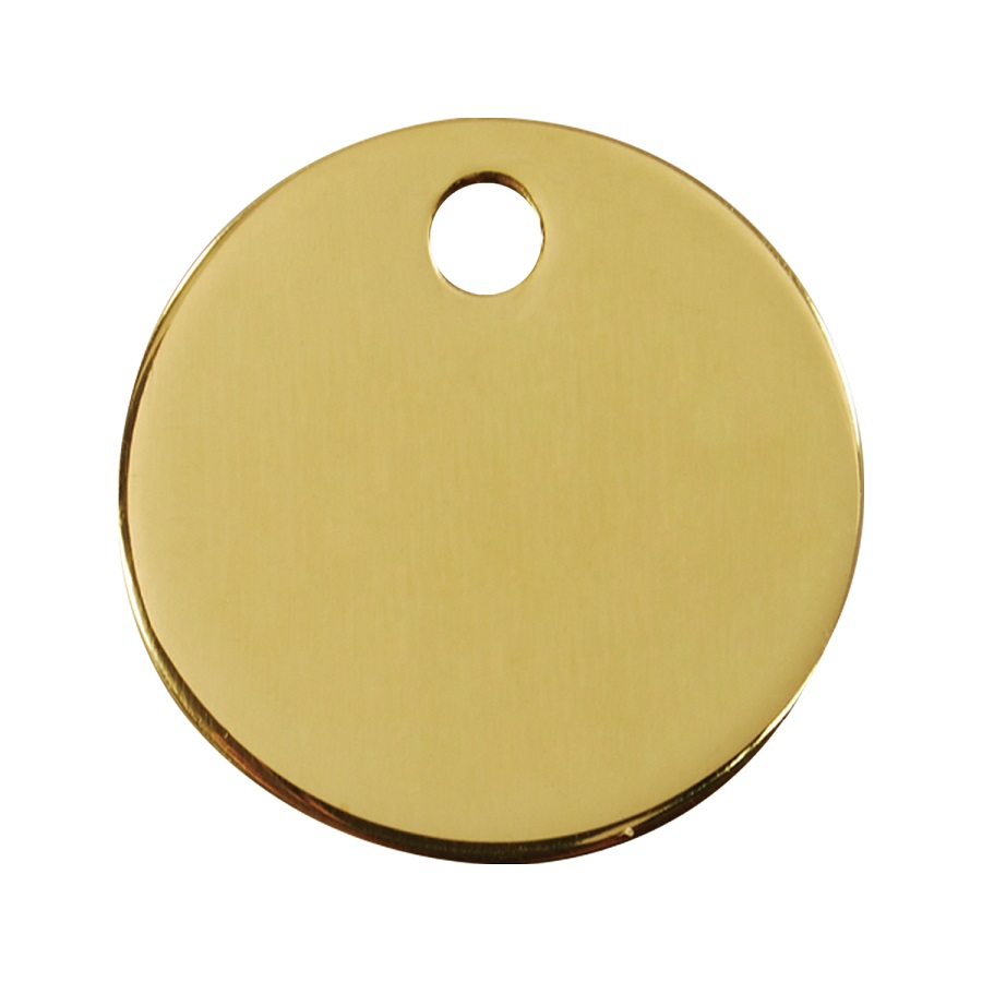 Placa de identificação para cães em latão com círculo