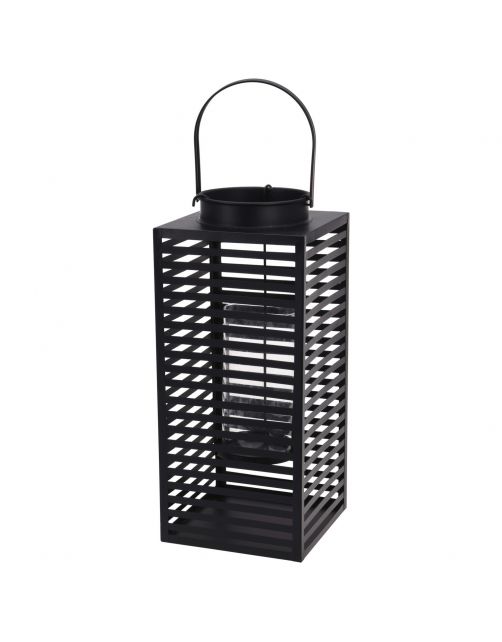 Homestyle Lantaarn Metaal Mat - Verlichting - 17x17x41 cm Zwart