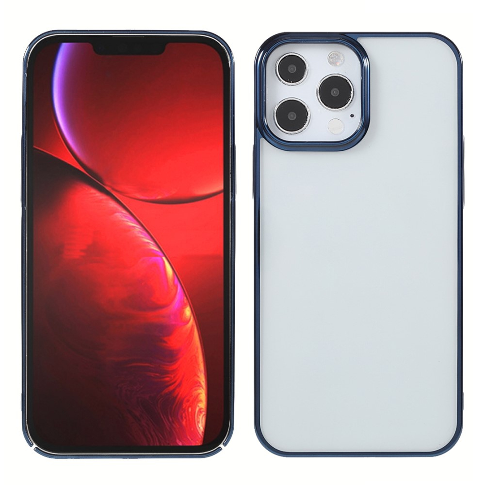 iPhone 13 Pro Hardcase Hülle mit Galvanisiertem Rahmen - Blau / Transparent