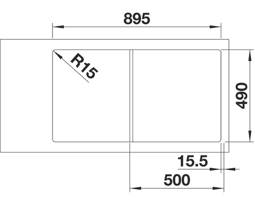 Blanco AXIA III 5 S spoelbak 915 x 510 mm tartufo zonder multifunctionele bak 523212