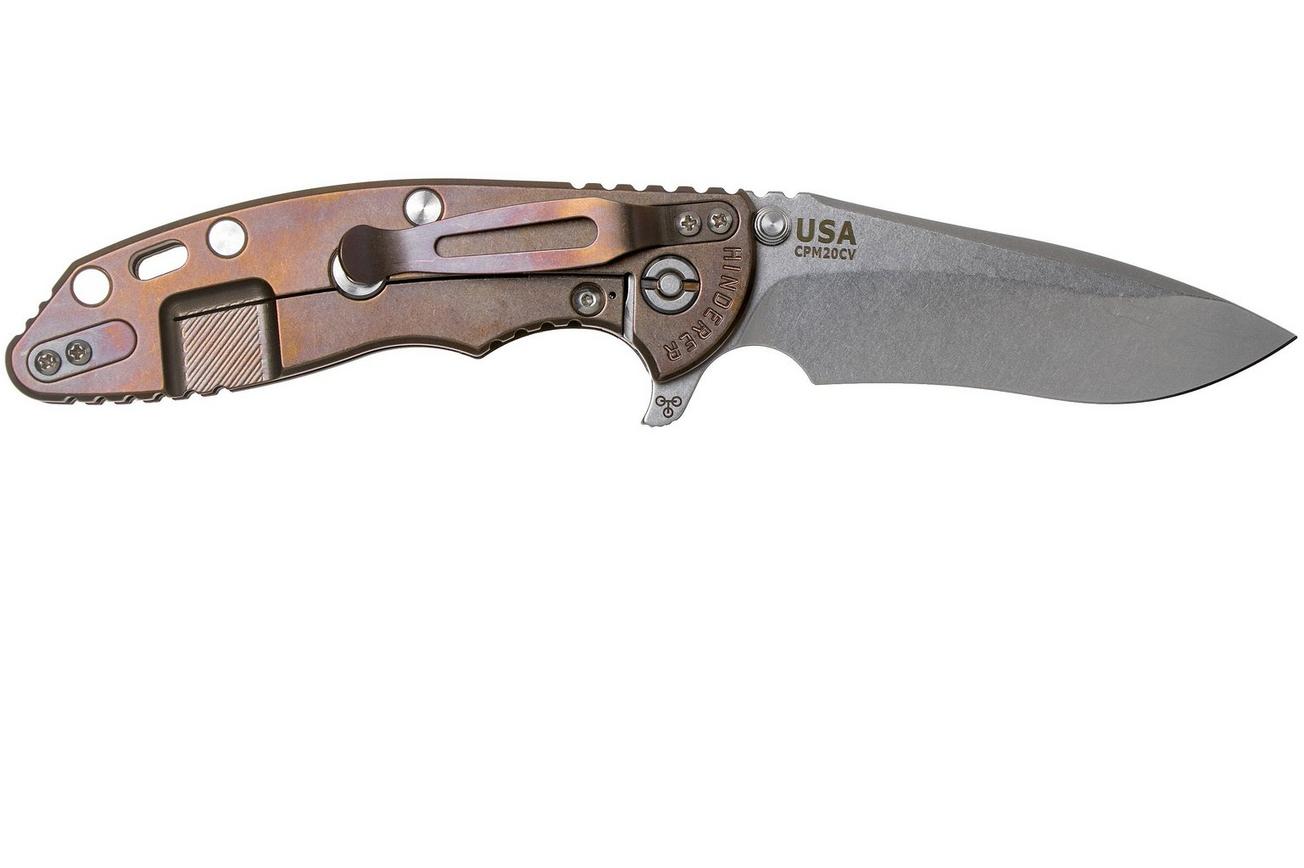Rick Hinderer XM18 3.5” Recurve, CPM 20 CV, Stonewash Bronze, OD Green G10, zakmes