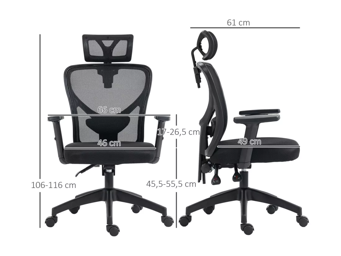 Fauteuil de bureau manager grand confort réglable dossier ergonomique inclinable pivotant tissu maille noir