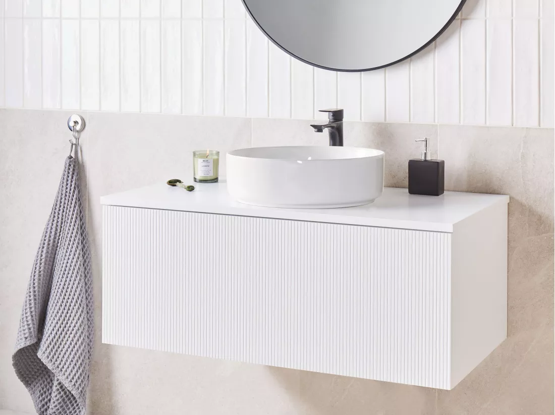 Meuble lavabo mural ALZIRA 100 cm 52 cm 40 cm Blanc