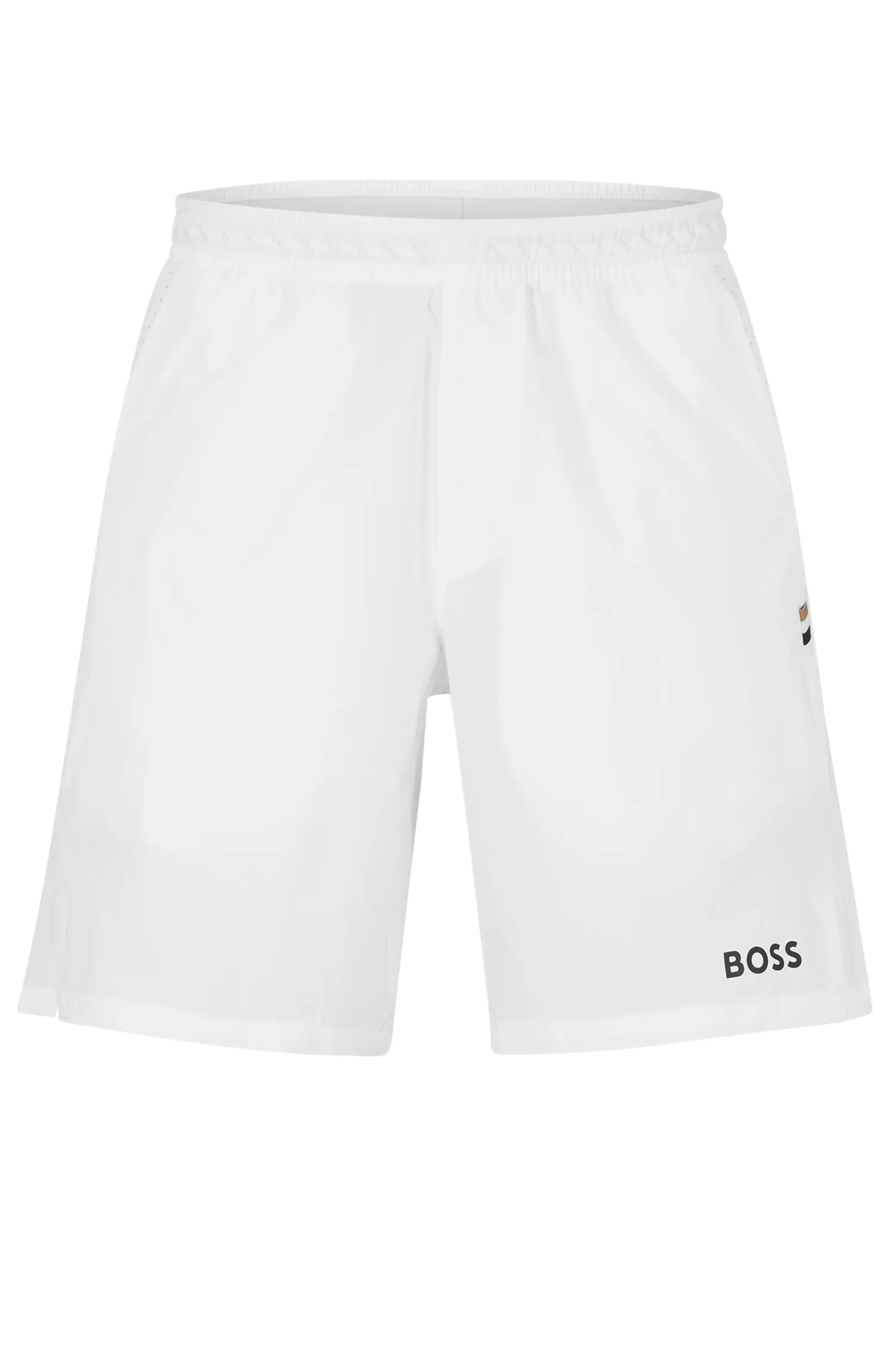 Shorts BOSS Green - BOSS x Matteo Berrettini de alta performance com elasticidade, detalhe do logo e aplicações em mesh.