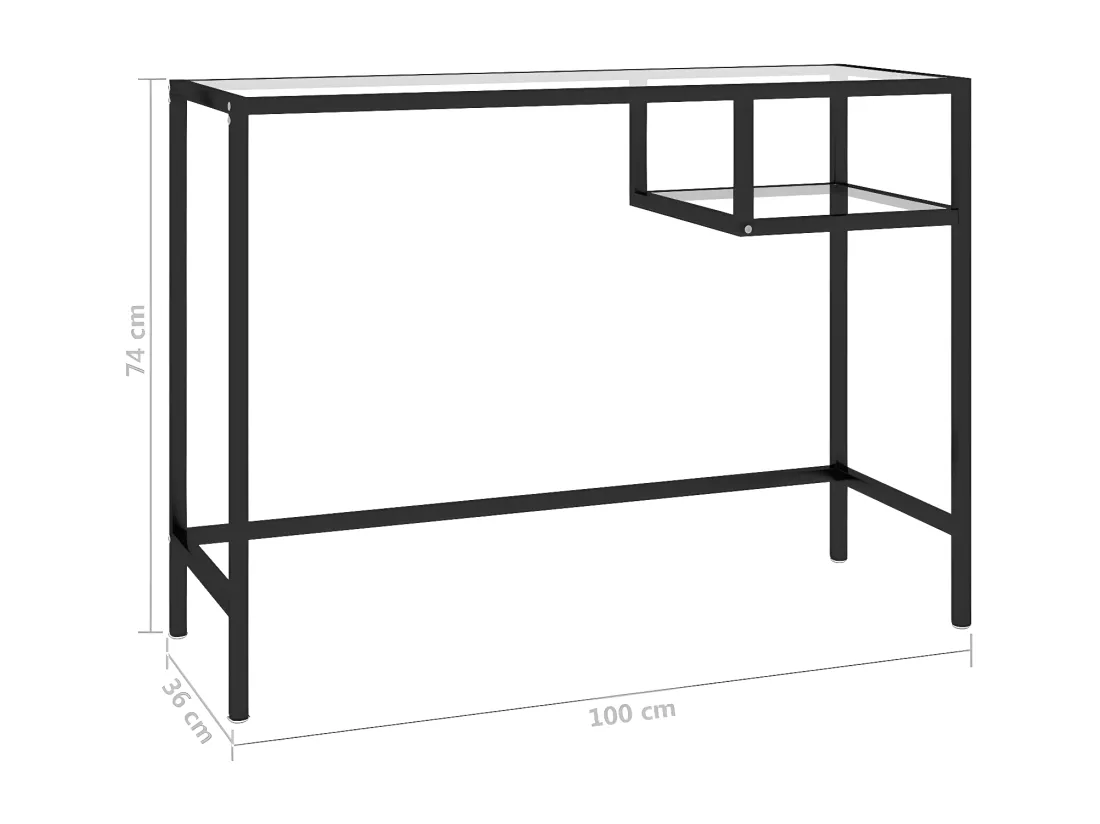 Bureau d'ordinateur Transparent 100x36x74 cm Verre